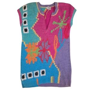Vintage Ann Wi Hand Knit Sleeveless Pullover Tunic Shirt- S